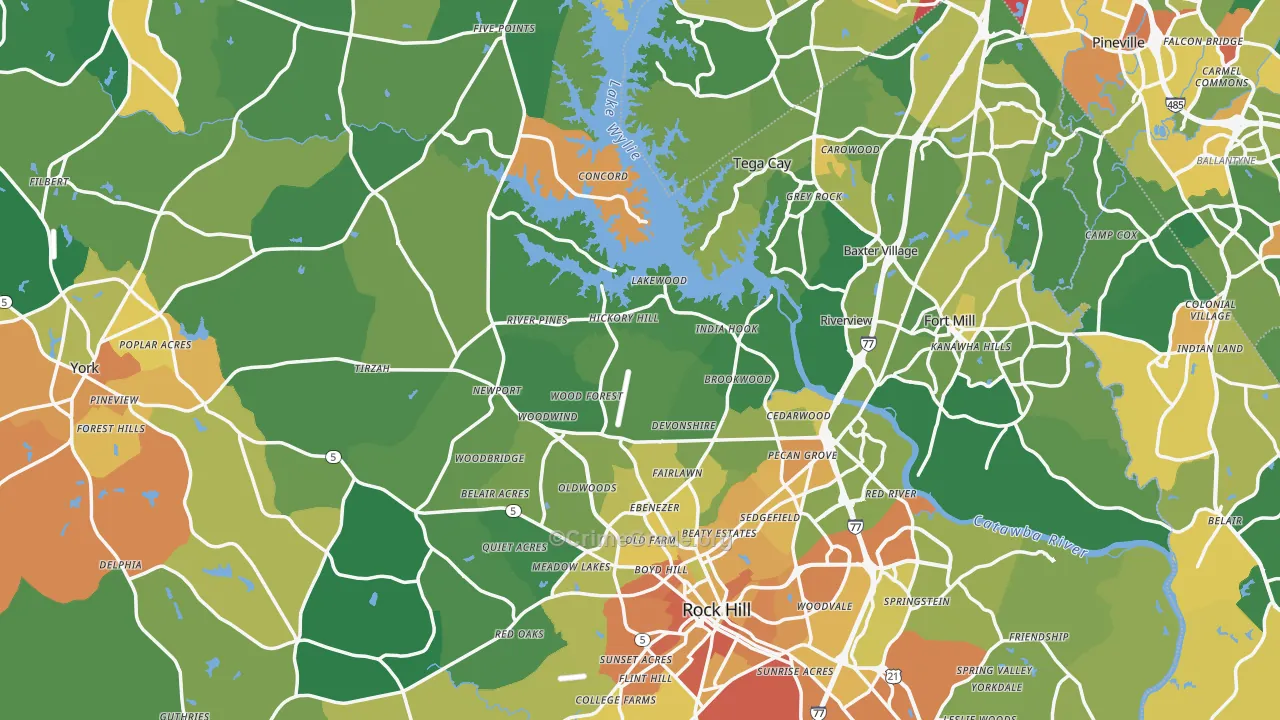 York County, SC Map of Assault Rates