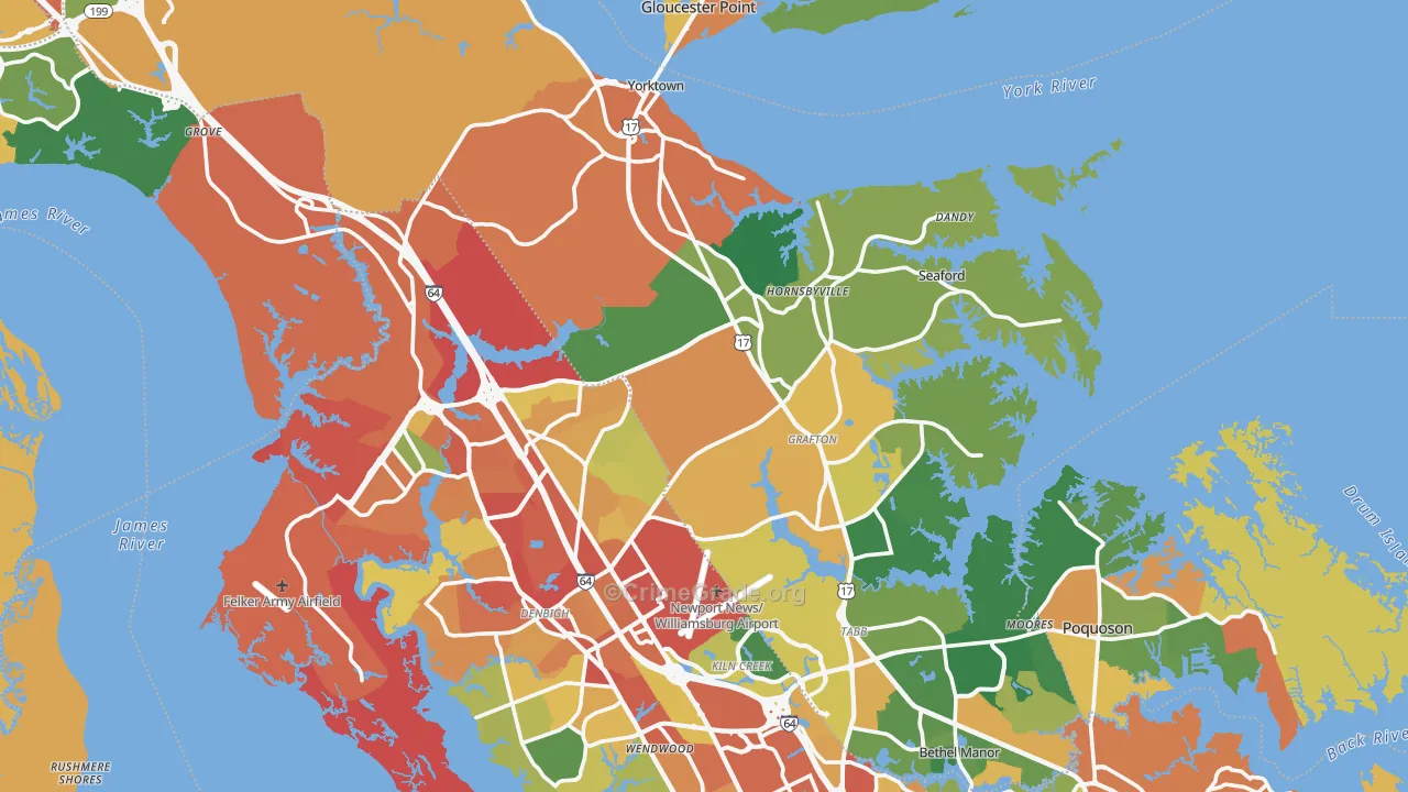 York County, VA Map of Assault Rates