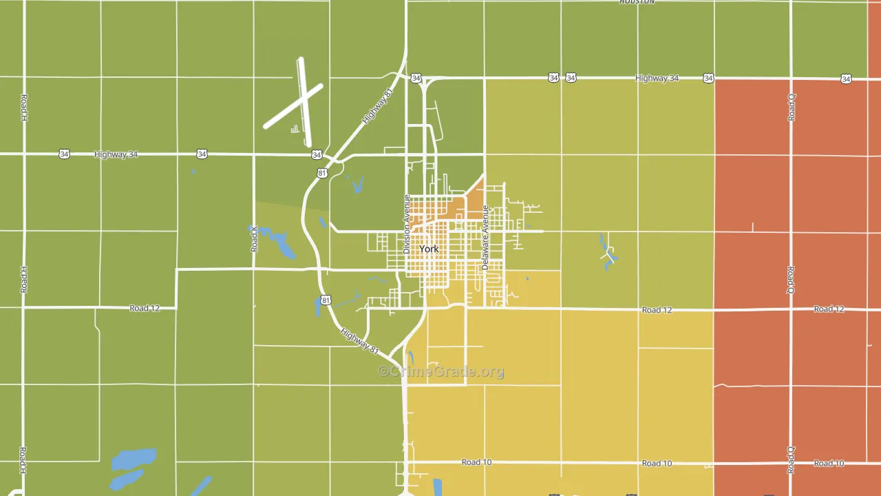 York, NE Map of Assault Rates