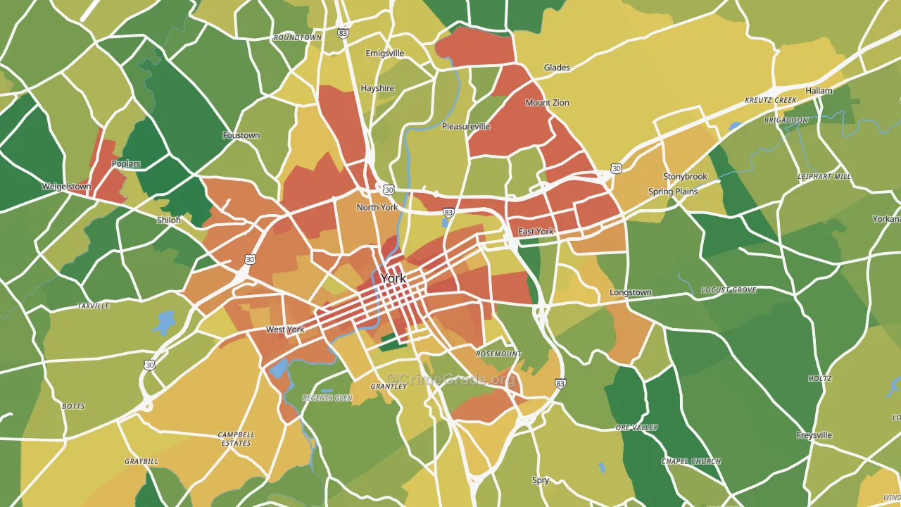 York, PA Map of Assault Rates