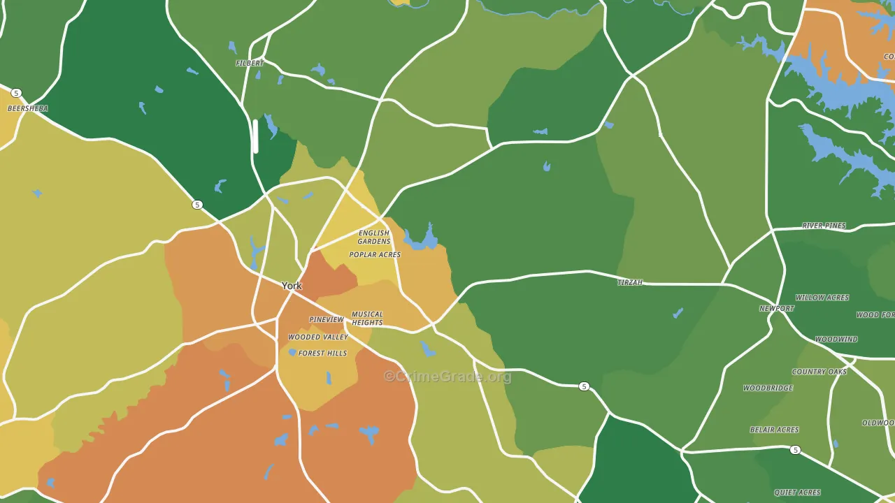 York, SC Map of Assault Rates