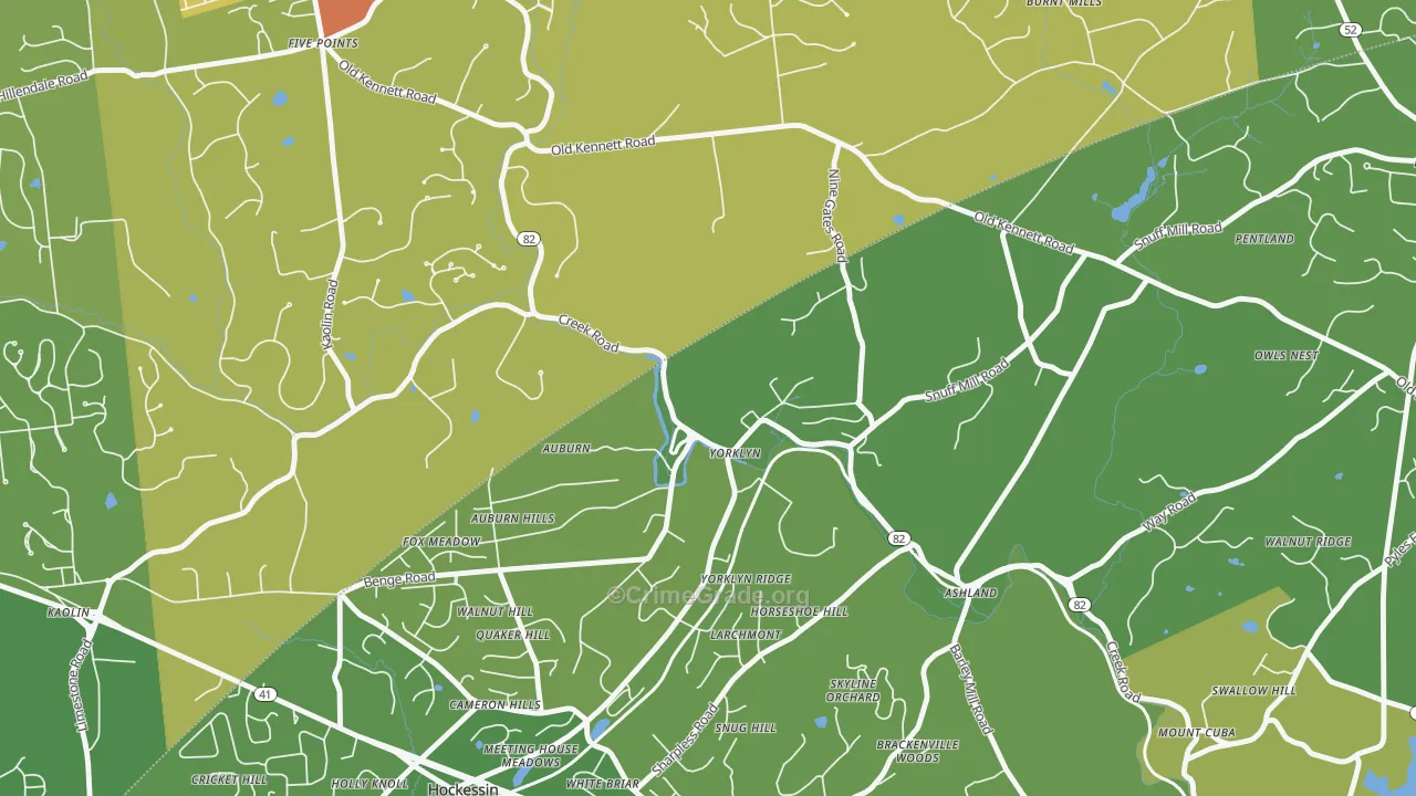 Yorklyn, DE Map of Assault Rates
