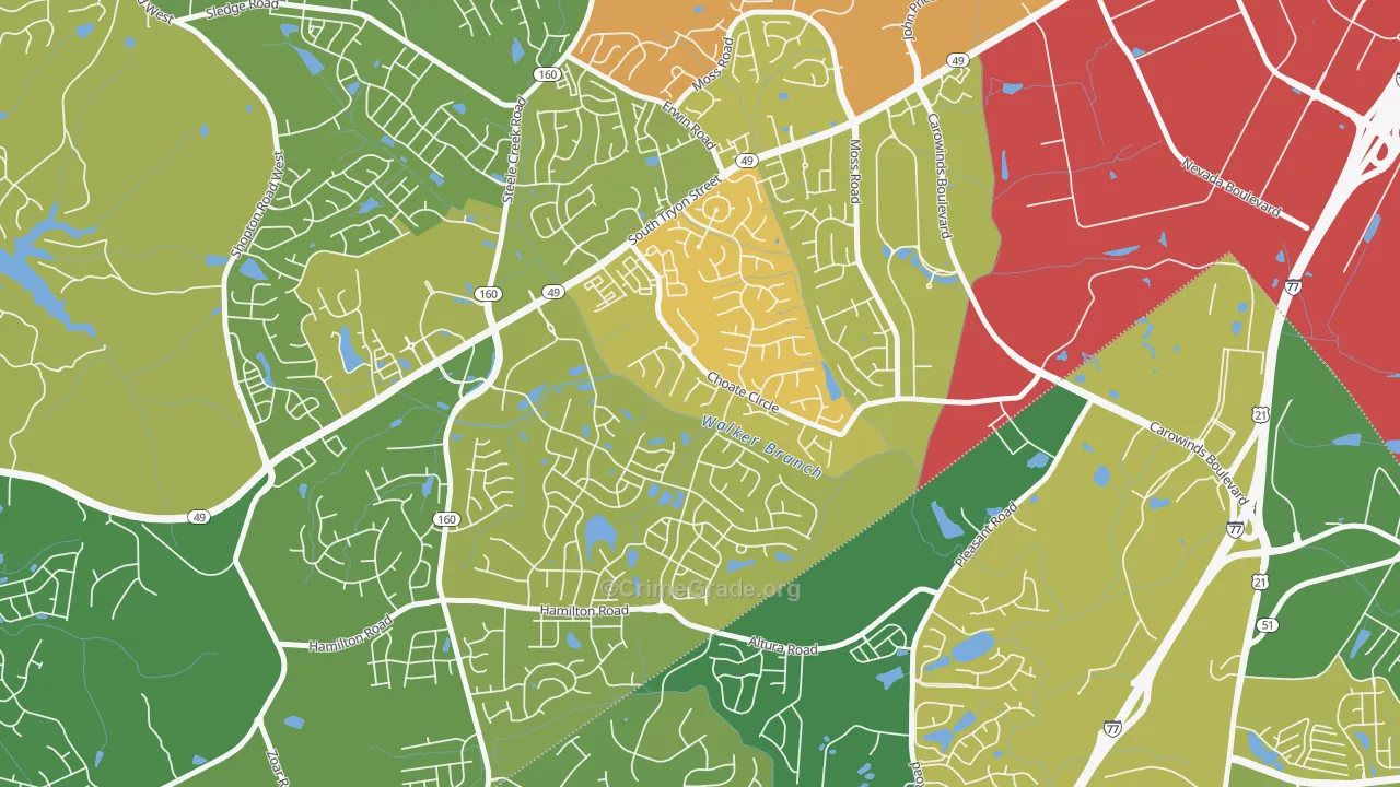 Yorkshire, Charlotte, NC Map of Assault Rates