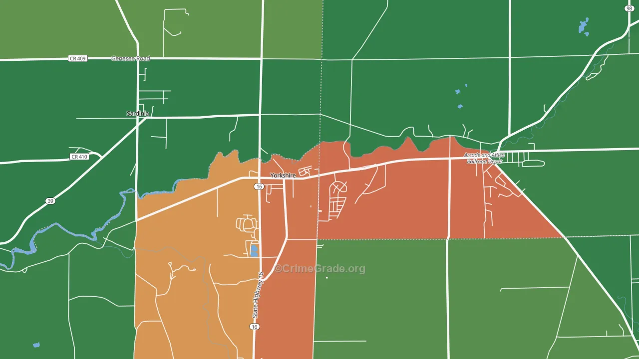 Yorkshire, NY Map of Assault Rates