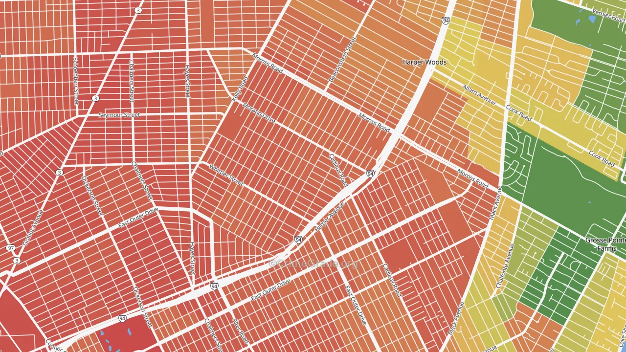 Yorkshire Woods, Detroit, MI Map of Assault Rates