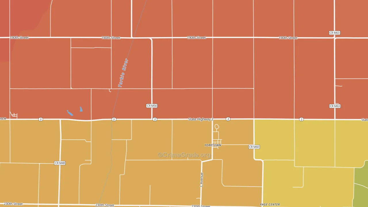 Yorktown, IA Map of Assault Rates