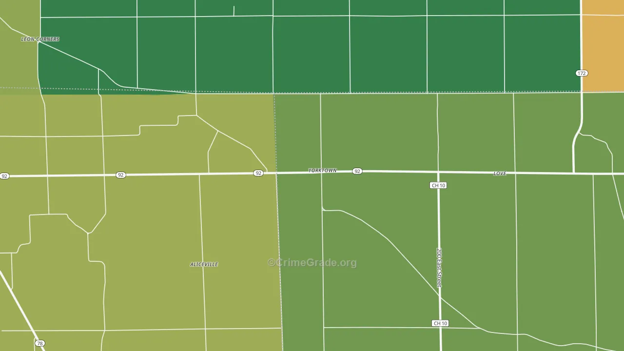 Yorktown, IL Map of Assault Rates