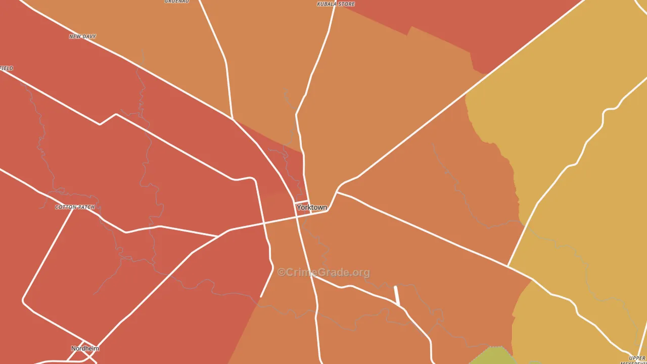Yorktown, TX Map of Assault Rates