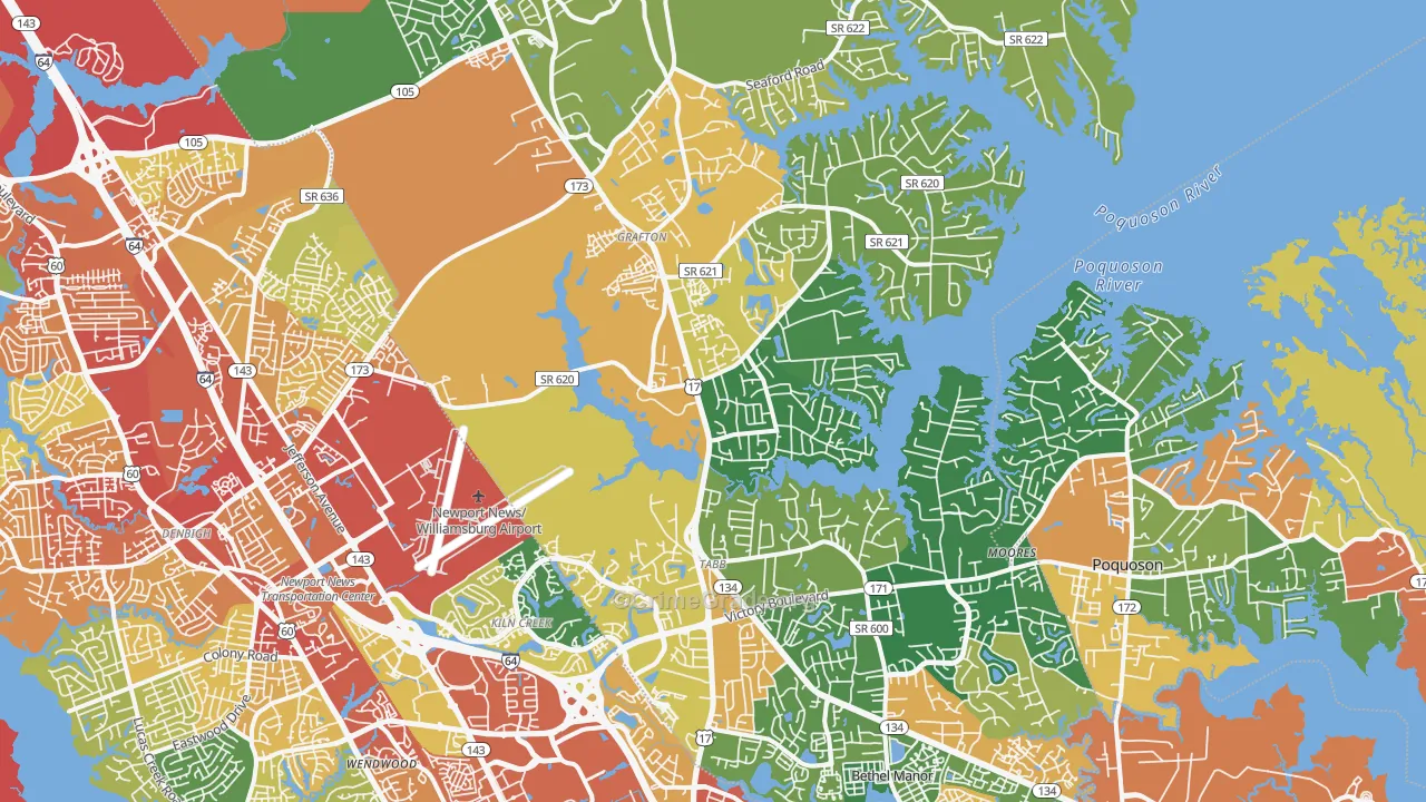 Yorktown, VA Map of Assault Rates