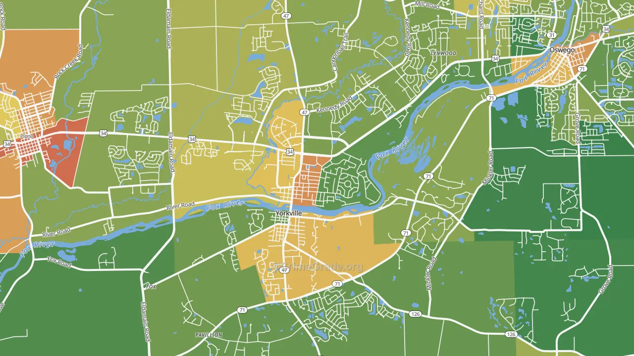 Yorkville, IL Map of Assault Rates