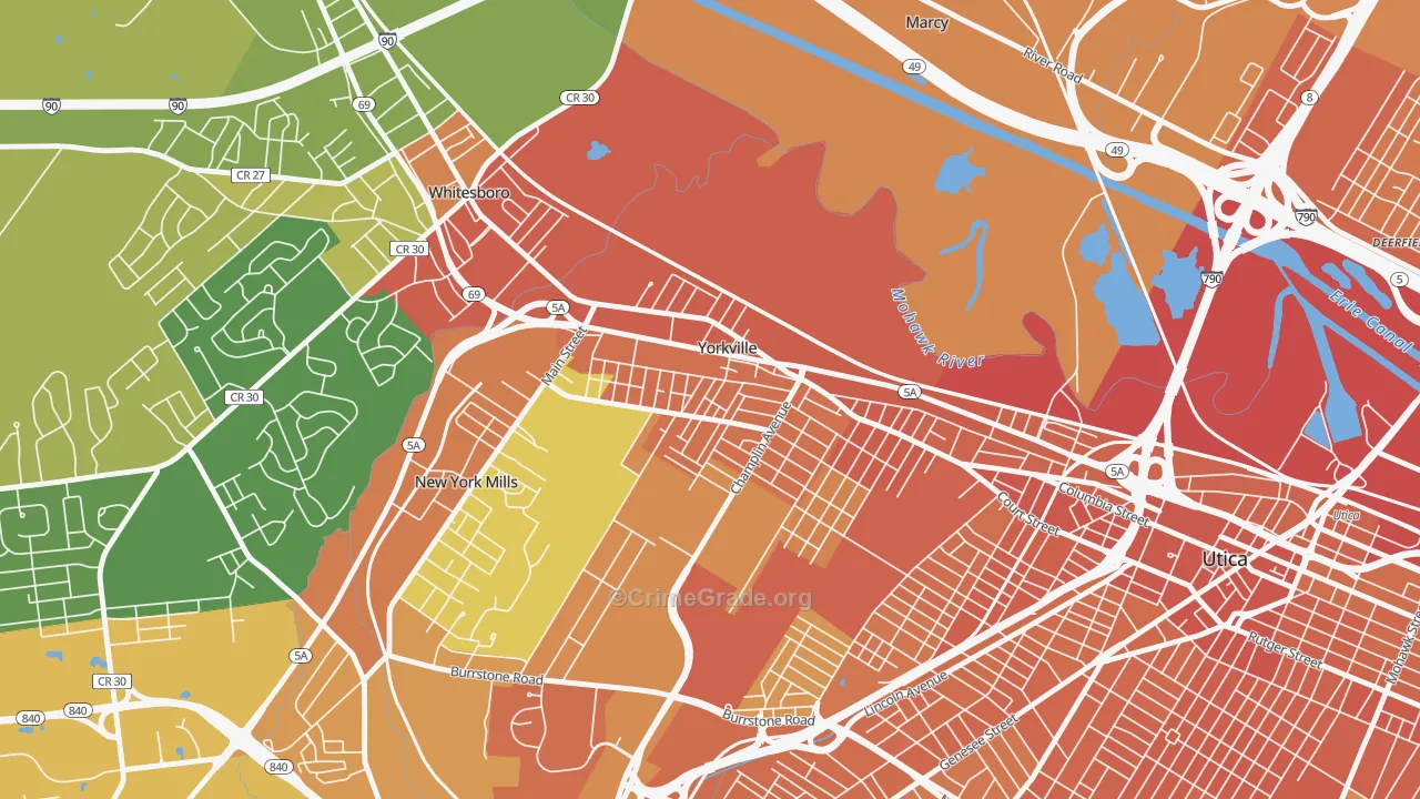 Yorkville, NY Map of Assault Rates