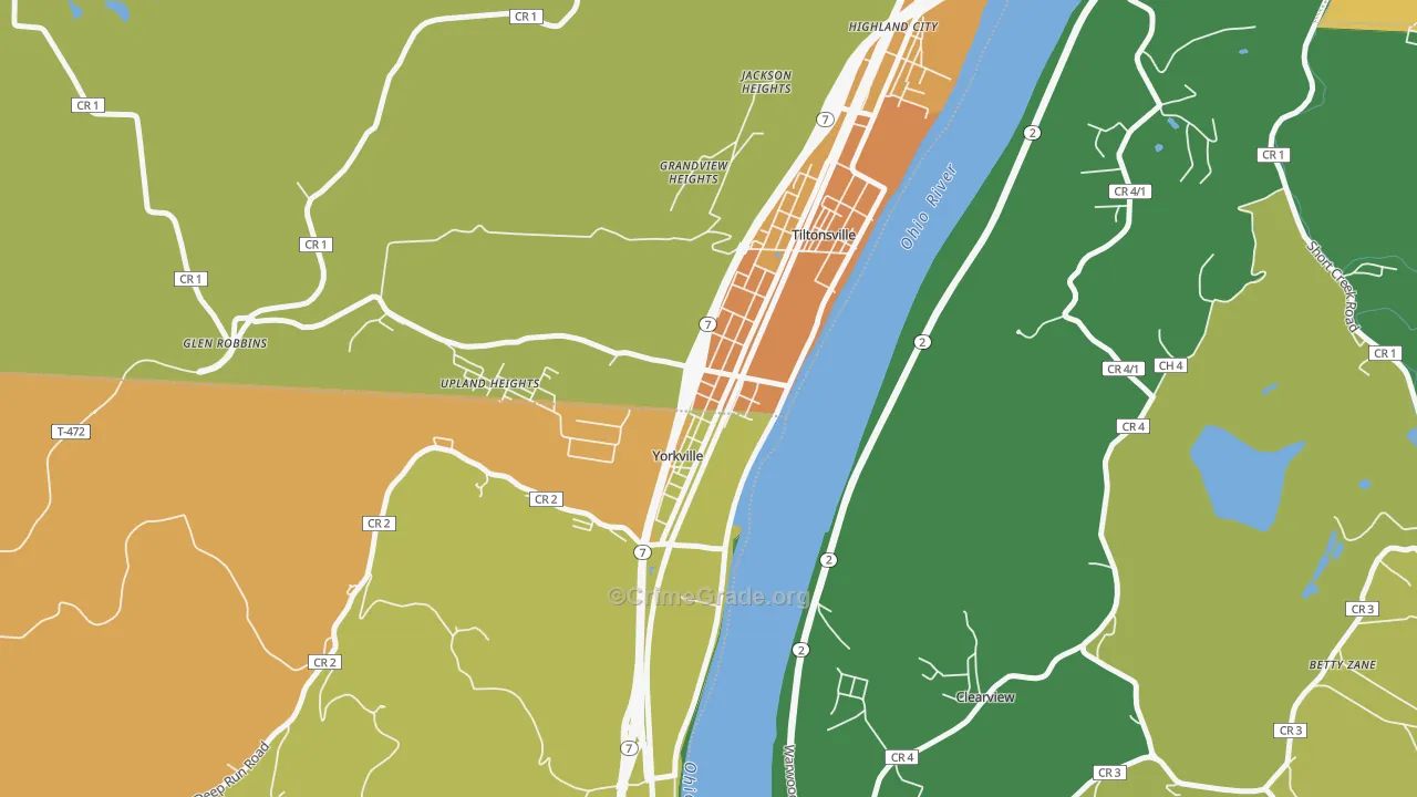 Yorkville, OH Map of Assault Rates