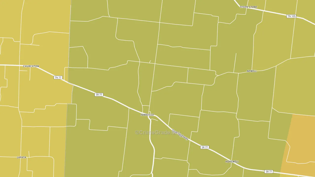 Yorkville, TN Map of Assault Rates