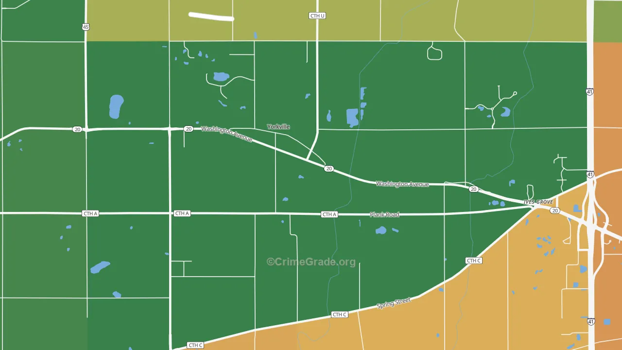 Yorkville, WI Map of Assault Rates