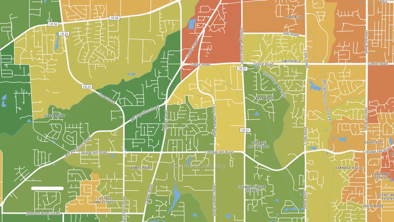 Yorkwood, Mobile, AL Map of Assault Rates