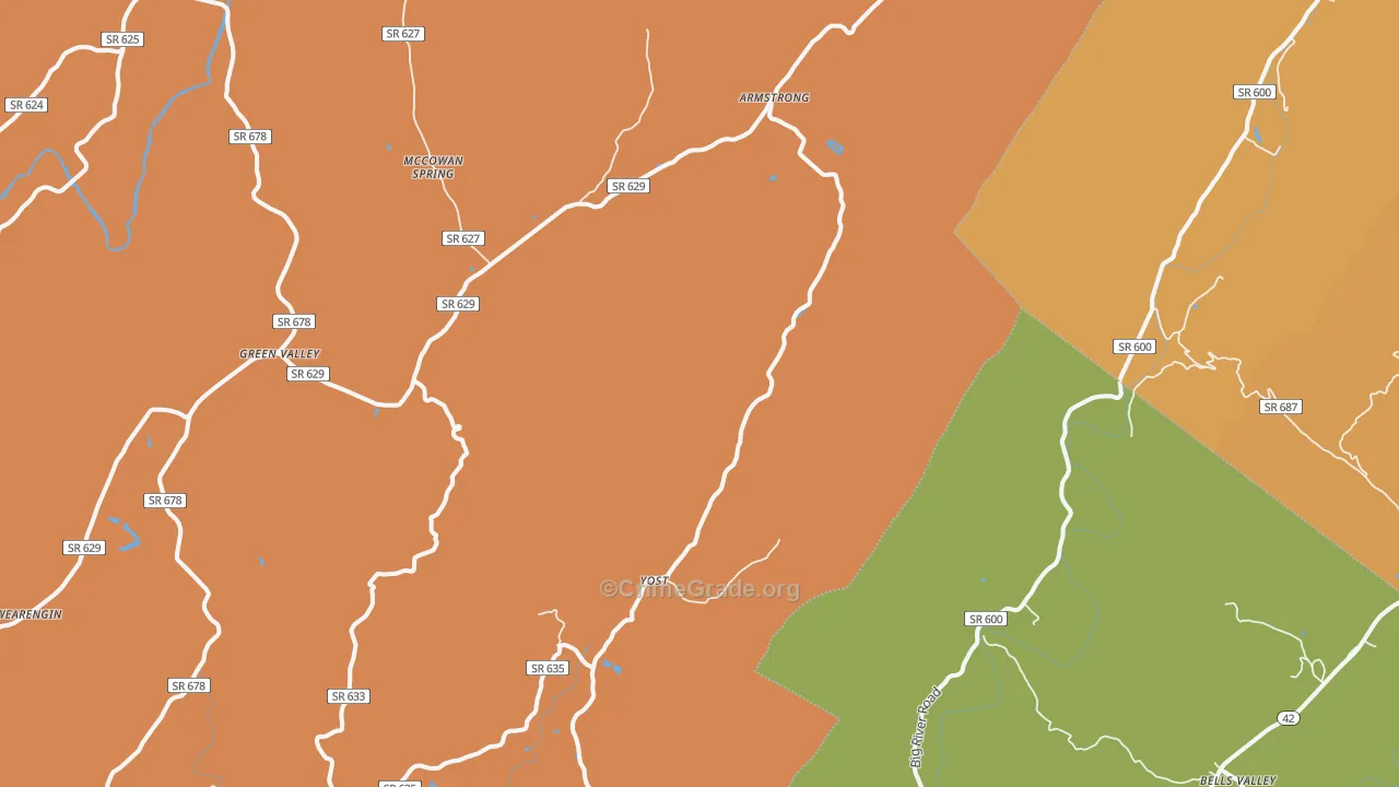 Yost, VA Map of Assault Rates
