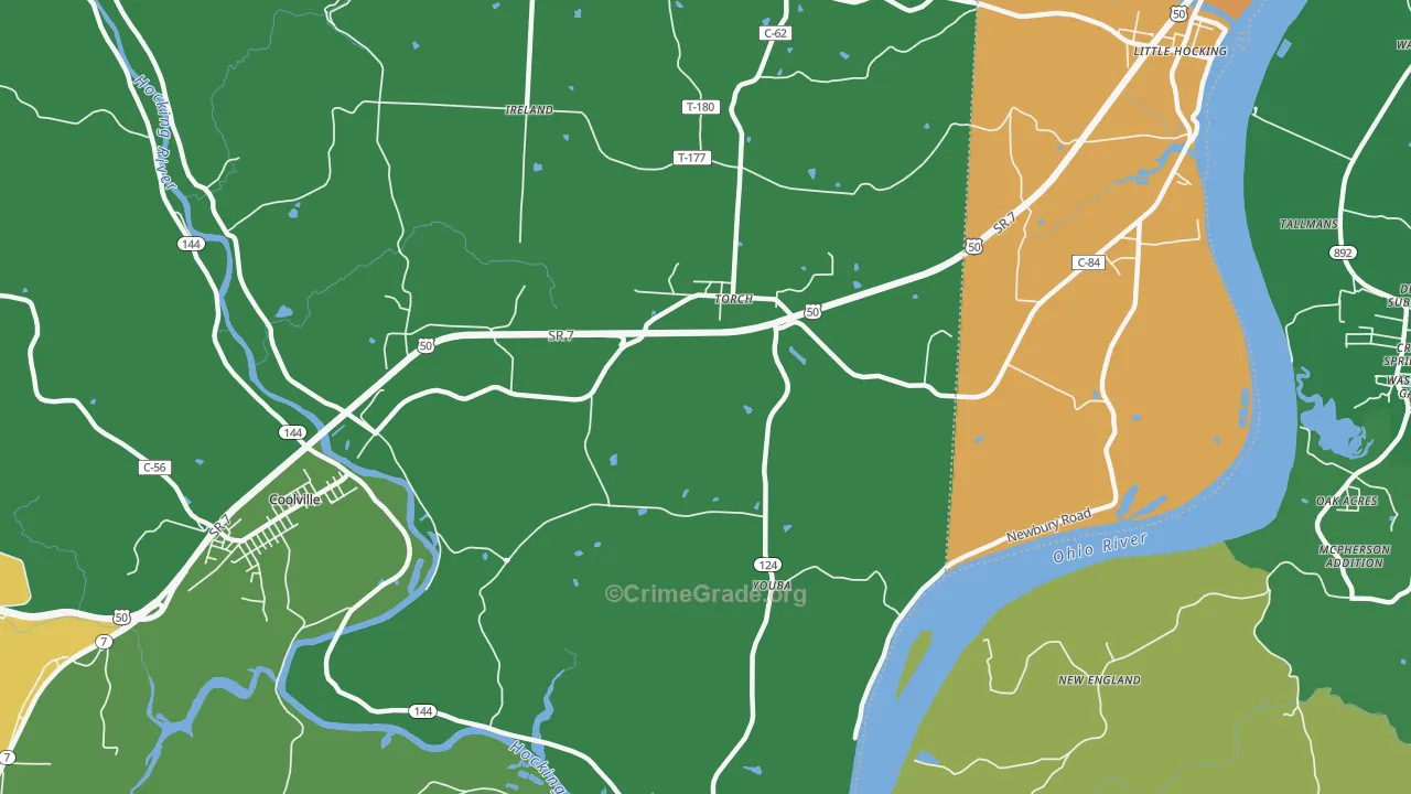 Youba, OH Map of Assault Rates