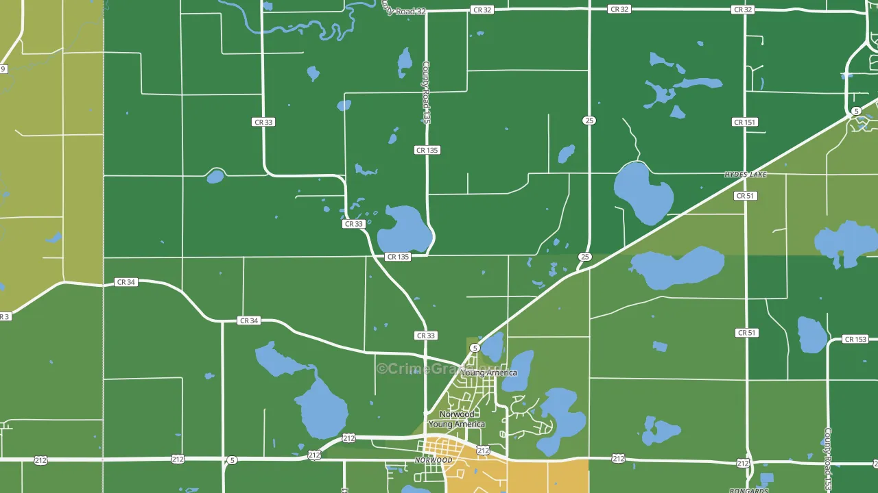Young America, MN Map of Assault Rates