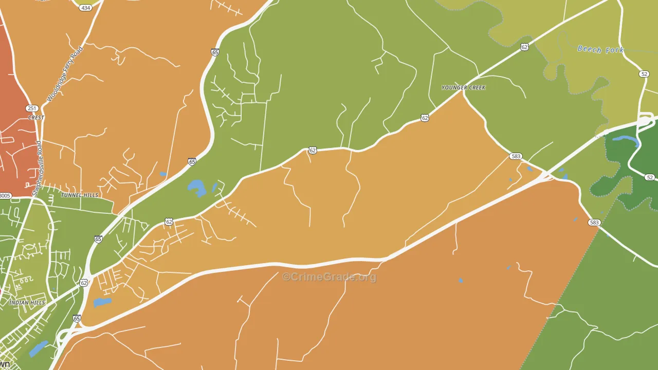 Younger Creek, KY Map of Assault Rates