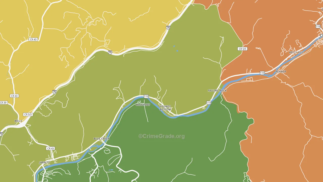 Youngs Bottom, WV Map of Assault Rates