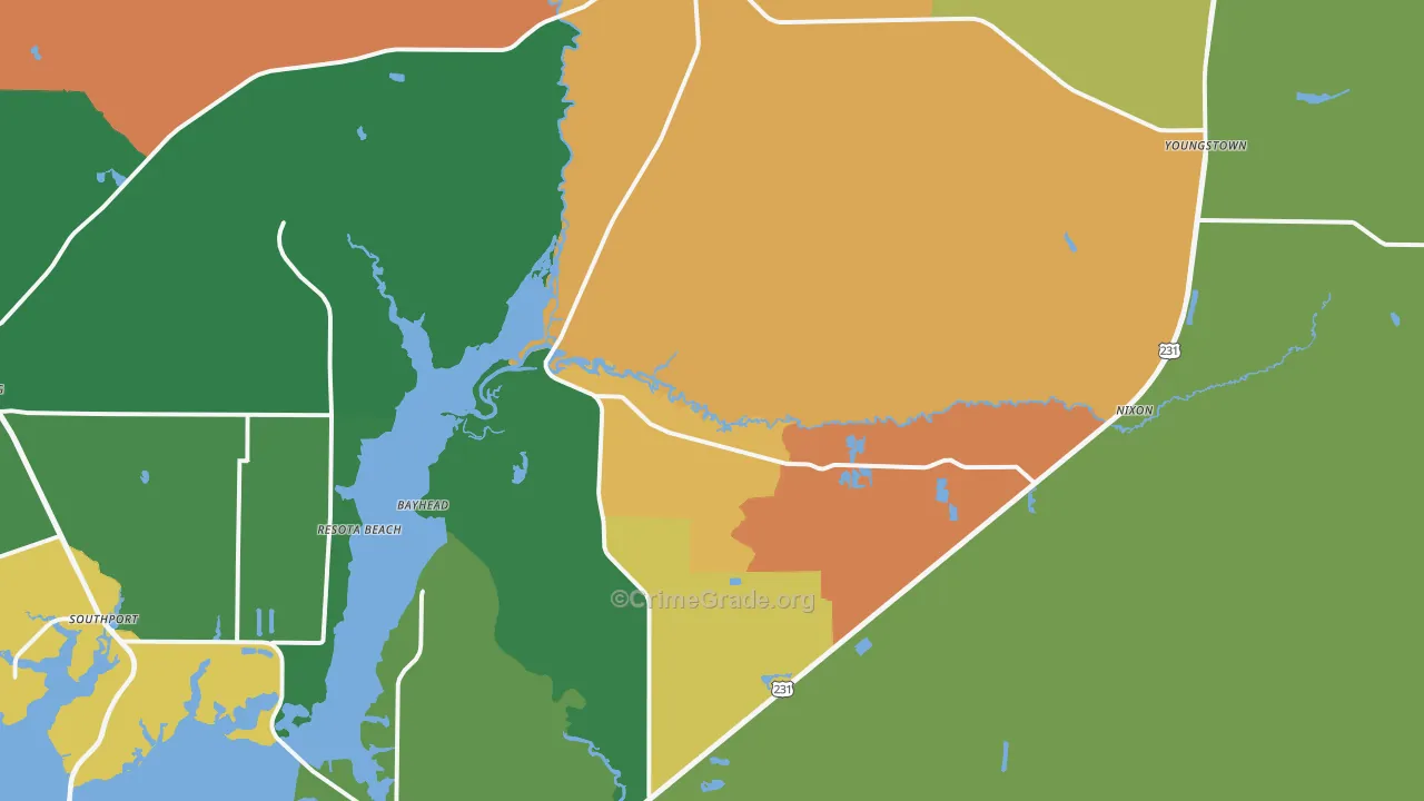 Youngstown, FL Map of Assault Rates