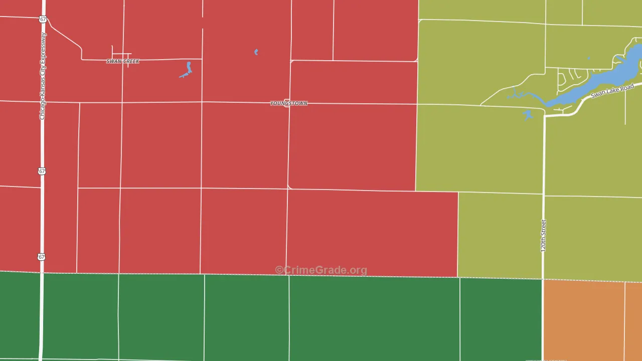 Youngstown, IL Map of Assault Rates