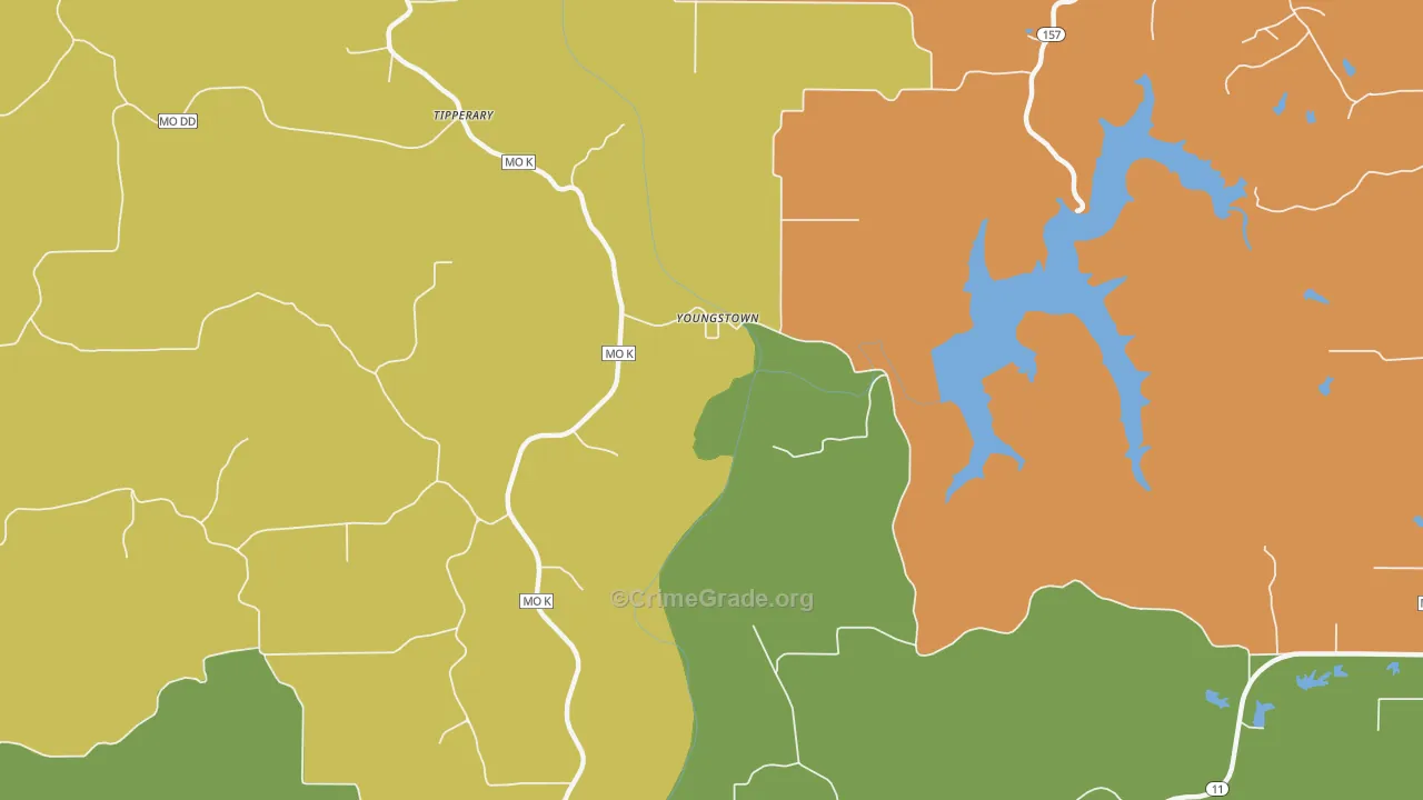 Youngstown, MO Map of Assault Rates