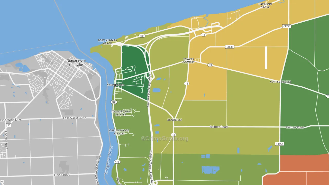 Youngstown, NY Map of Assault Rates
