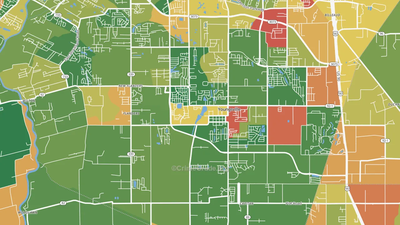 Youngsville, LA Map of Assault Rates
