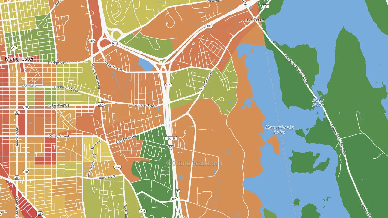Youngsville, Manchester, NH Map of Assault Rates