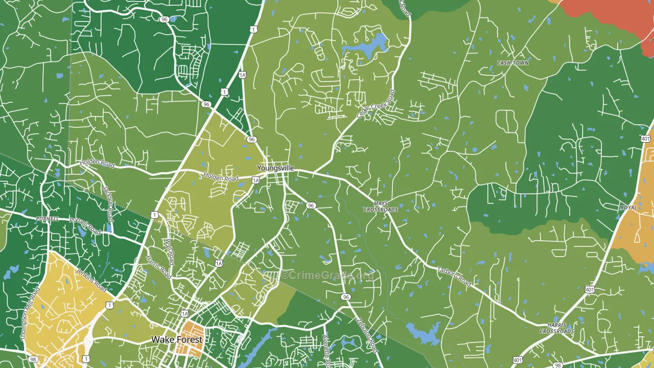 Youngsville, NC Map of Assault Rates