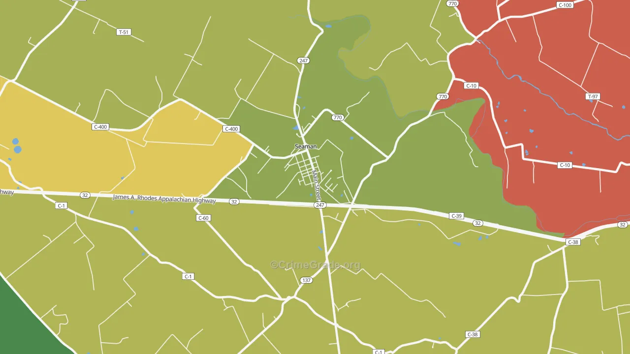 Youngsville, OH Map of Assault Rates