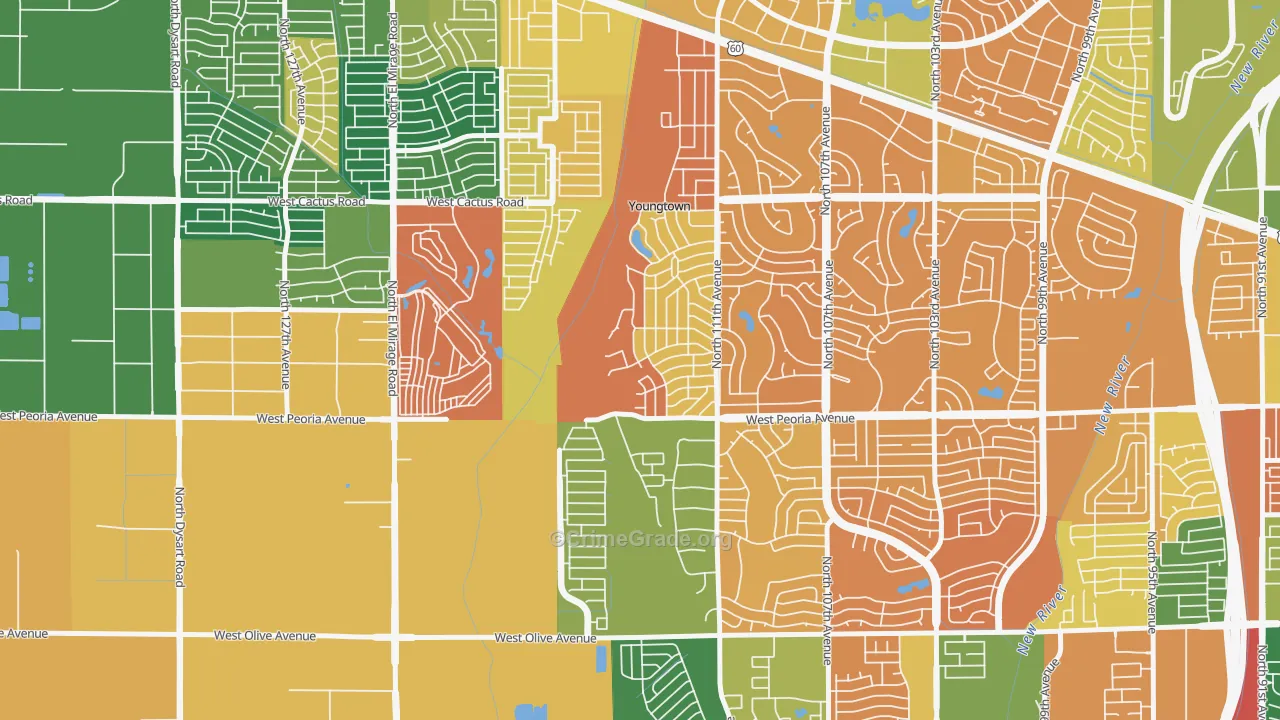 Youngtown, AZ Map of Assault Rates