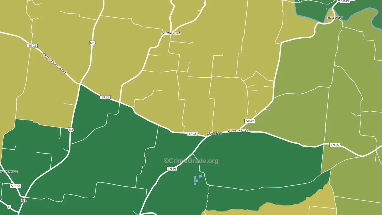 Youngville, TN Map of Assault Rates