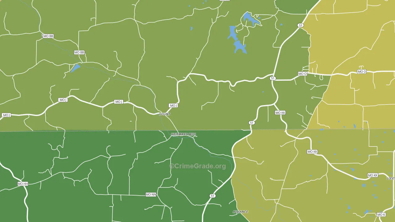 Yount, MO Map of Assault Rates
