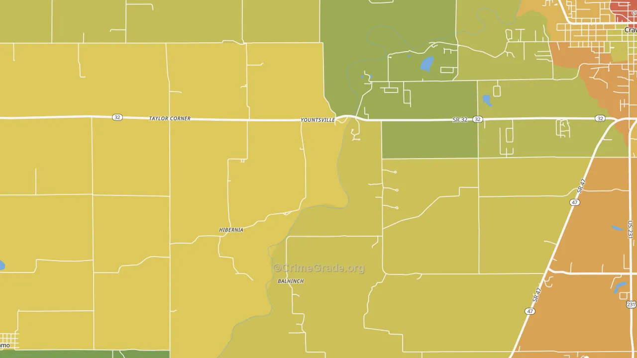 Yountsville, IN Map of Assault Rates