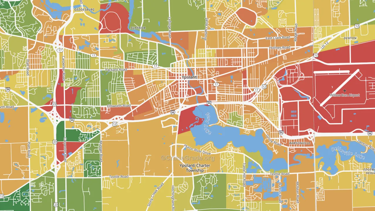 Ypsilanti, MI Map of Assault Rates