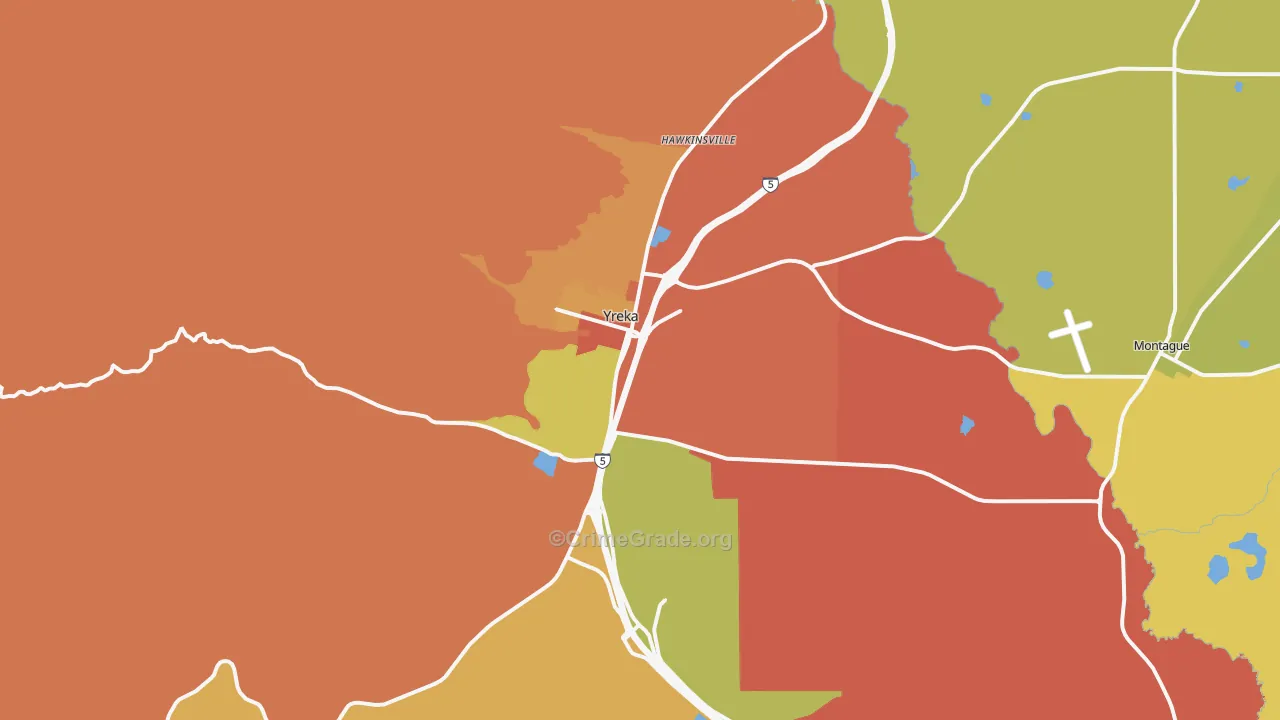 Yreka, CA Map of Assault Rates