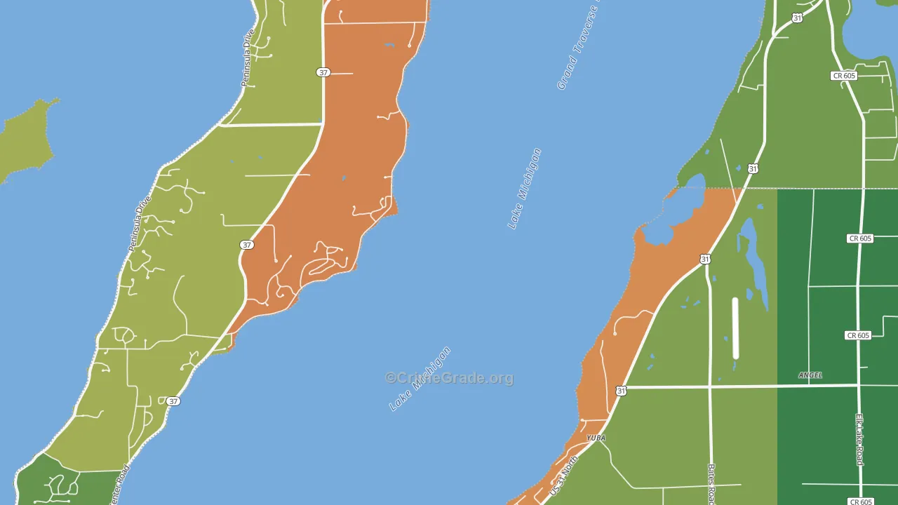 Yuba, MI Map of Assault Rates