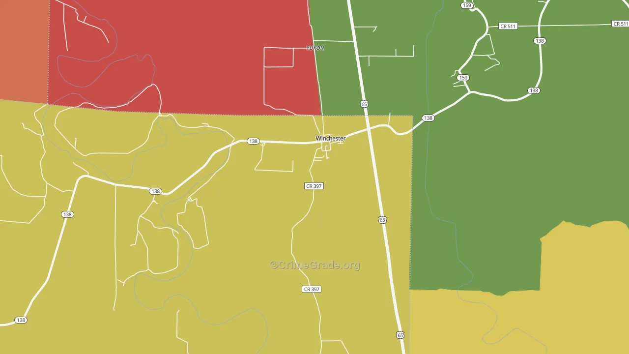 Yukon, AR Map of Assault Rates