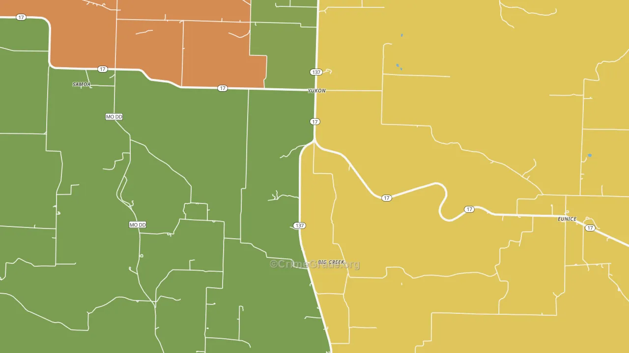 Yukon, MO Map of Assault Rates