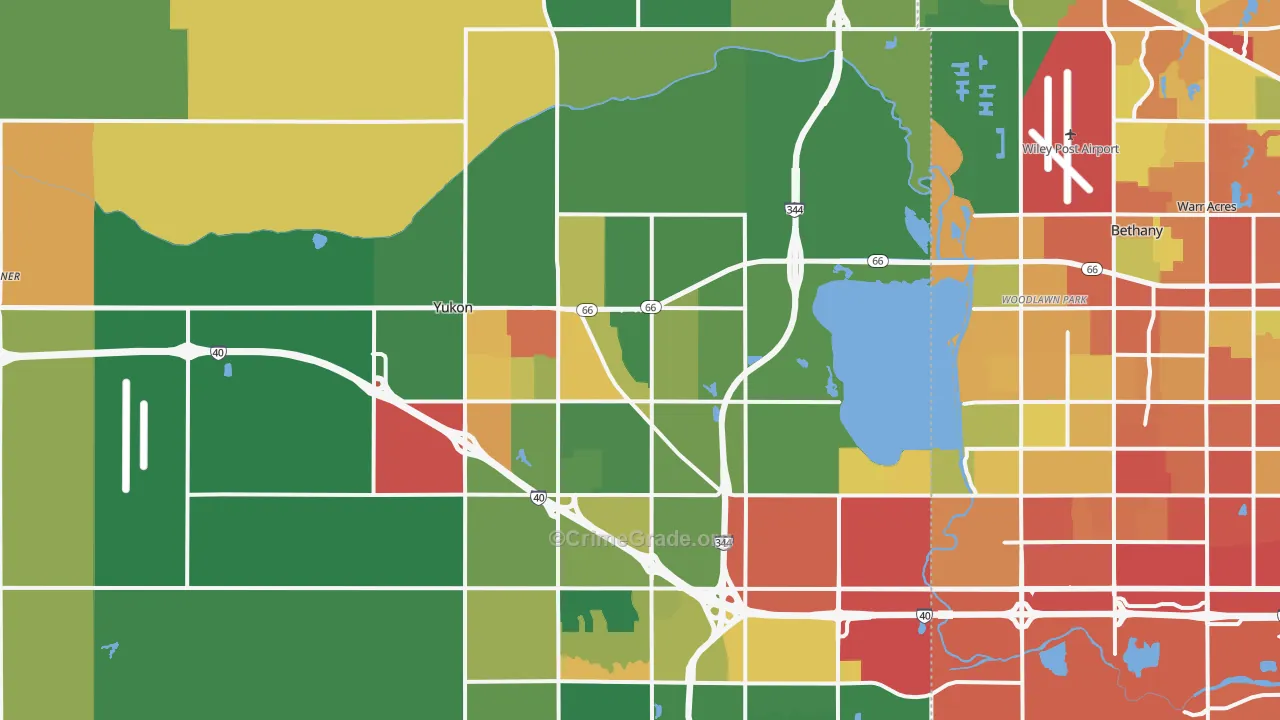 Yukon, OK Map of Assault Rates