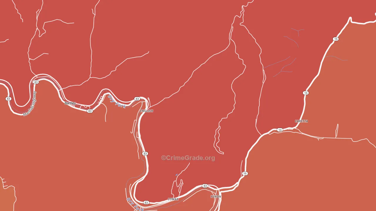 Yukon, WV Map of Assault Rates