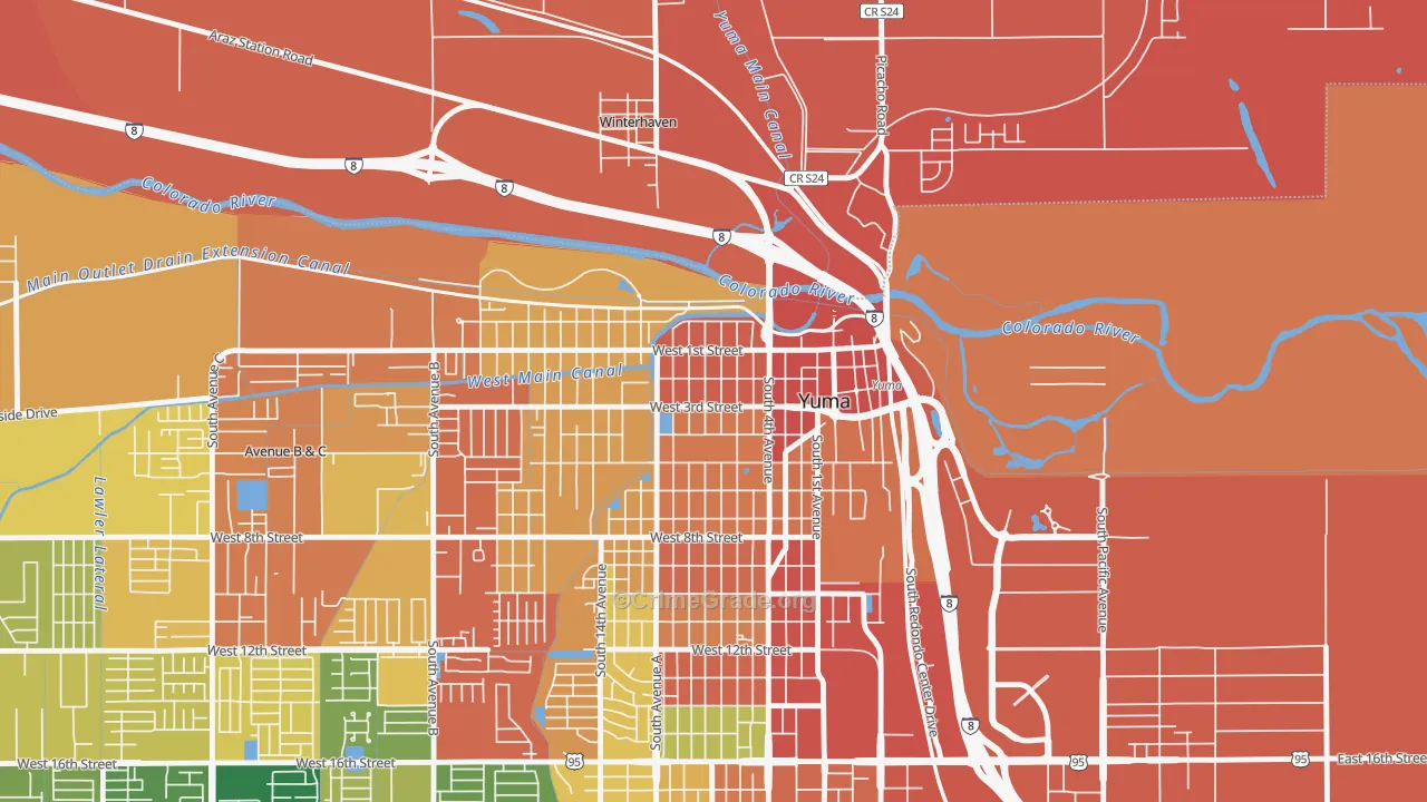 Yuma Townsite, Yuma, AZ Map of Assault Rates