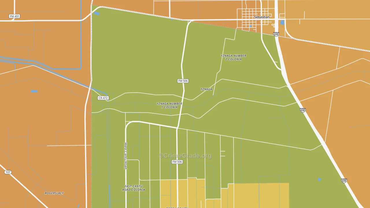 Yznaga, TX Map of Assault Rates