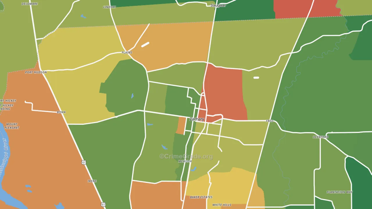 Zachary, LA Map of Assault Rates