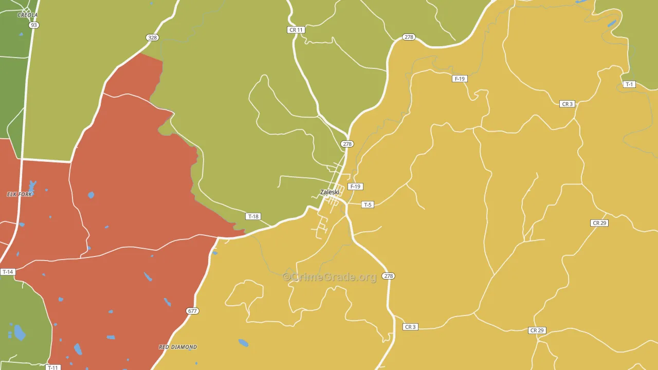 Zaleski, OH Map of Assault Rates