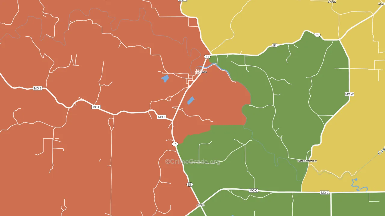 Zalma, MO Map of Assault Rates