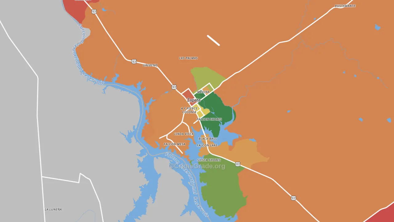 Zapata County, TX Map of Assault Rates