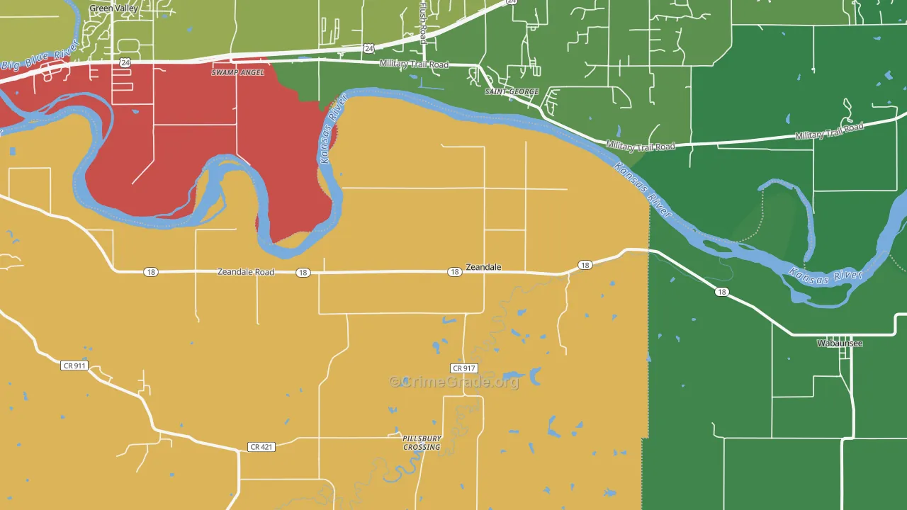 Zeandale, KS Map of Assault Rates